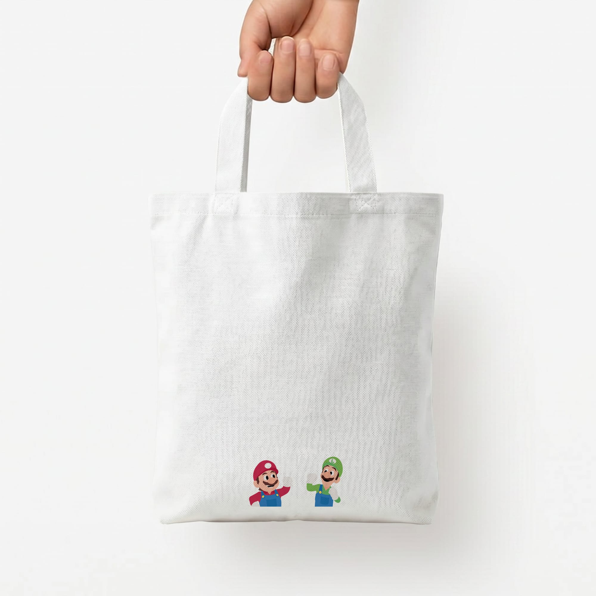 Mario And Luigi Tote Bag — White / Small