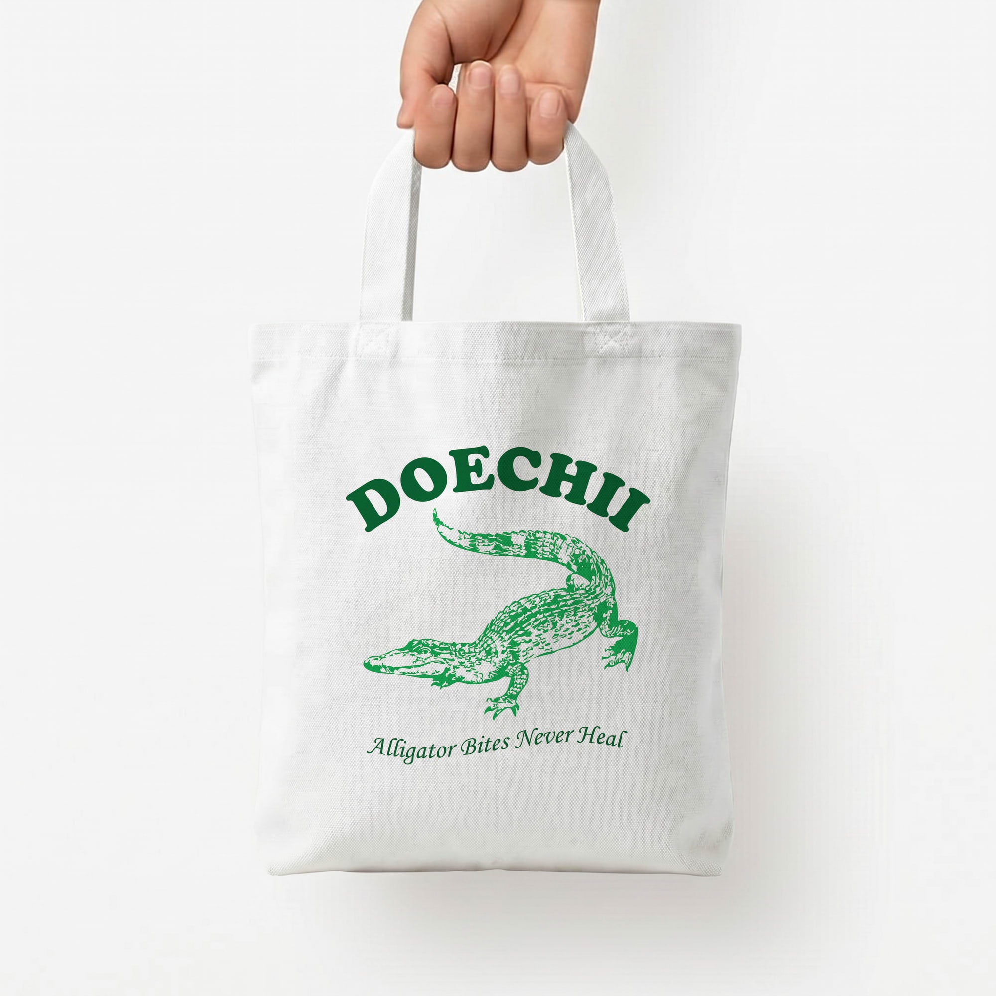 Alligator Bites Never Heal Collage Tote Bag — White / Small