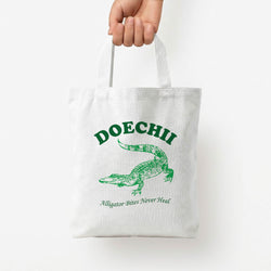 Alligator Bites Never Heal Collage Tote Bag — White / Small
