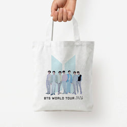 K-Pop Band Tour Pastel Blue Tote Bag — White / Small