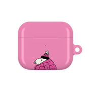 Cartoon Beagle Puffer Jacket Pink AirPods Case 3