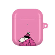 Cartoon Beagle Puffer Jacket Pink AirPods Case 2