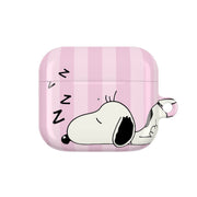 Pastel Stripes Cartoon Beagle AirPods Case 3