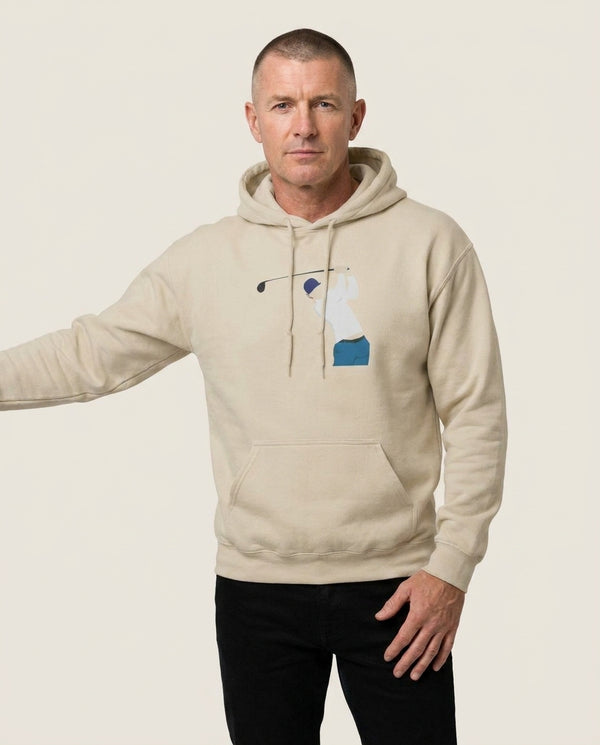 Ryder - Golf Hoodie — Sand Front, worn