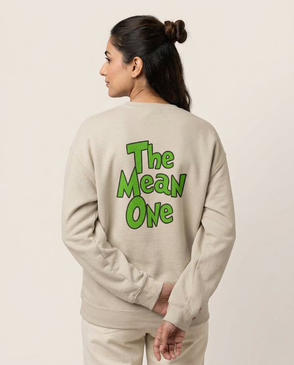 The Mean One Sweatshirt Sand Back, worn