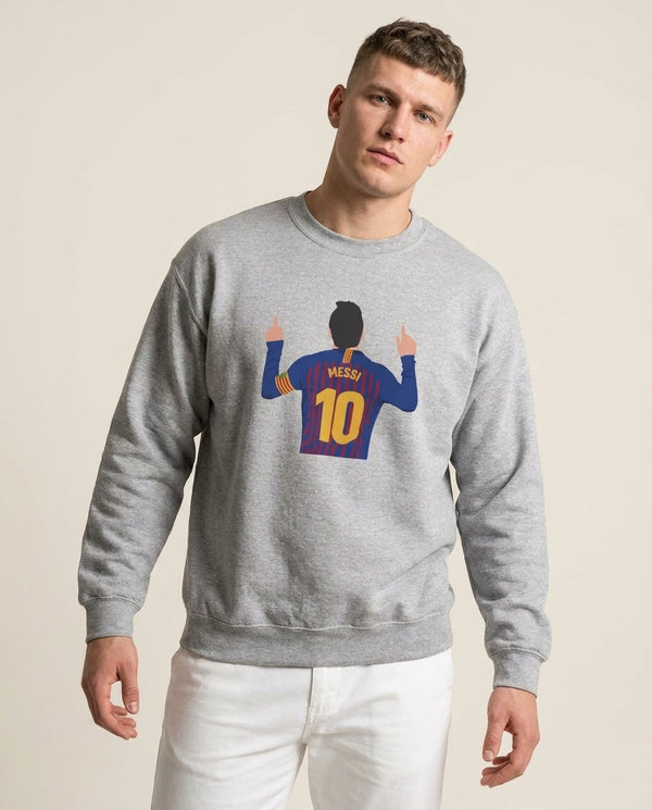 Messi - Football Sweatshirt — Grey Front, worn