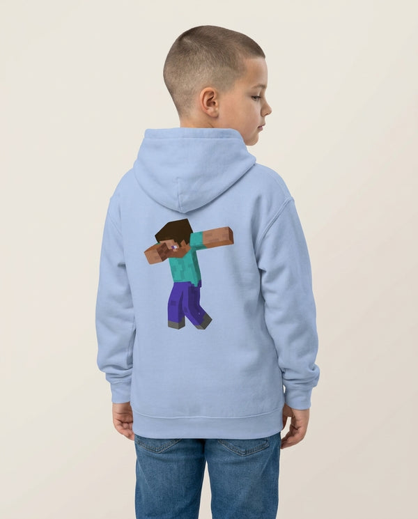 Steve Dab - Mining Kids Hoodie — Blue Back, worn