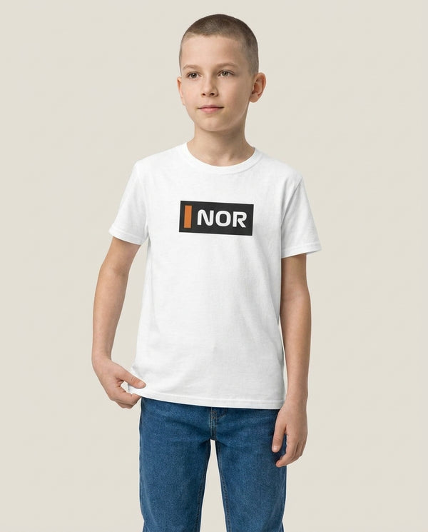 NOR Kids T-Shirt White Front, worn
