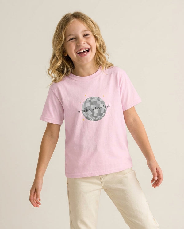 To Live For The Hope Of It All - Taylor Kids T-Shirt — Pink Front, worn