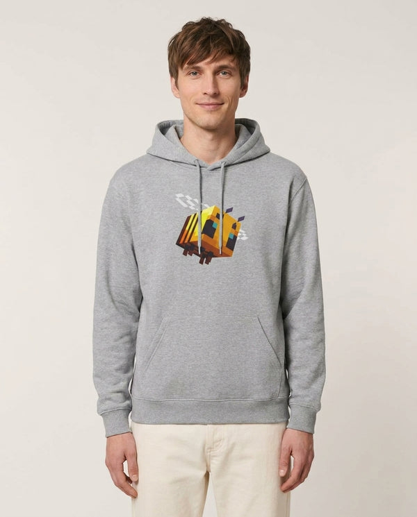 Mining Bee Hoodie — Grey Front, worn