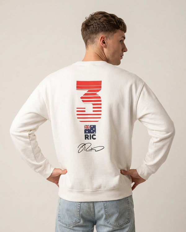 Ricciardo - F1 Sweatshirt — White Back, worn