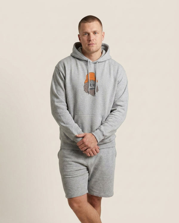 Sassy Hoodie — Grey Front, worn