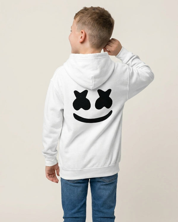 Black And White Helmet In Space  Kids Hoodie — White Back, worn