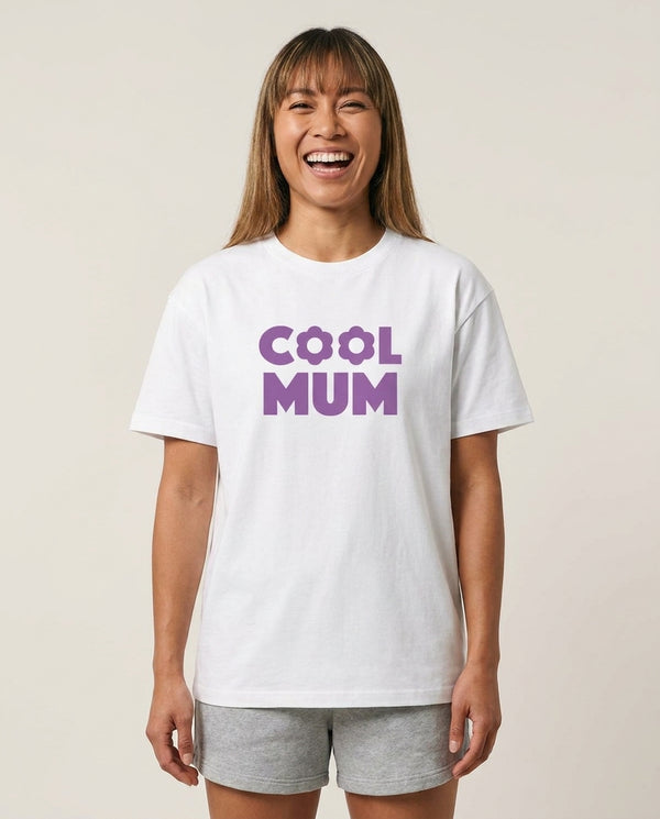 Cool Mum T-Shirt — White Front, worn