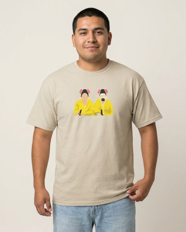 Walter And Jesse T-Shirt — Sand Front, worn