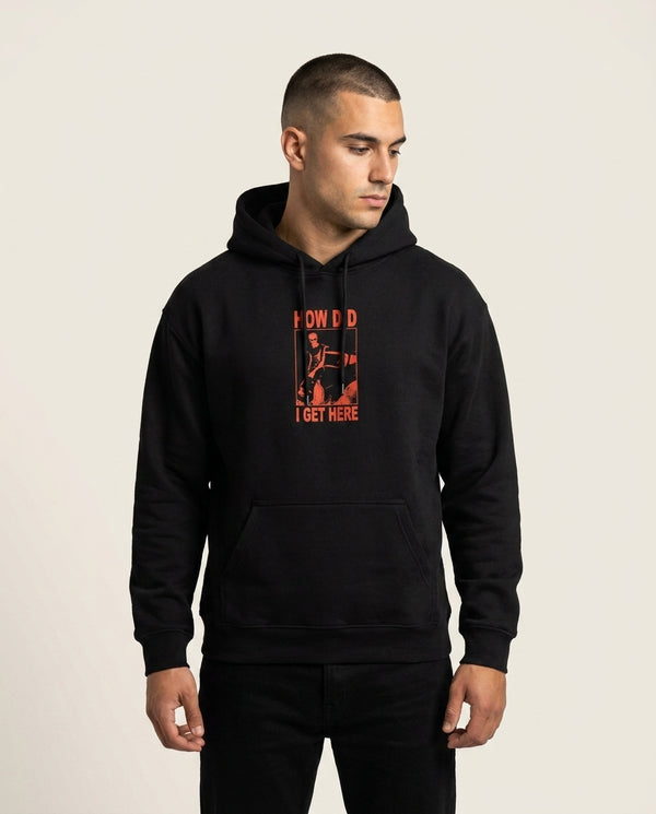 HDIGH Poster Hoodie — Black Front, worn