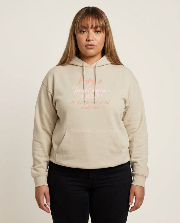 Being A Functional Adult - Aesthetic Quote Hoodie — Sand Front, worn