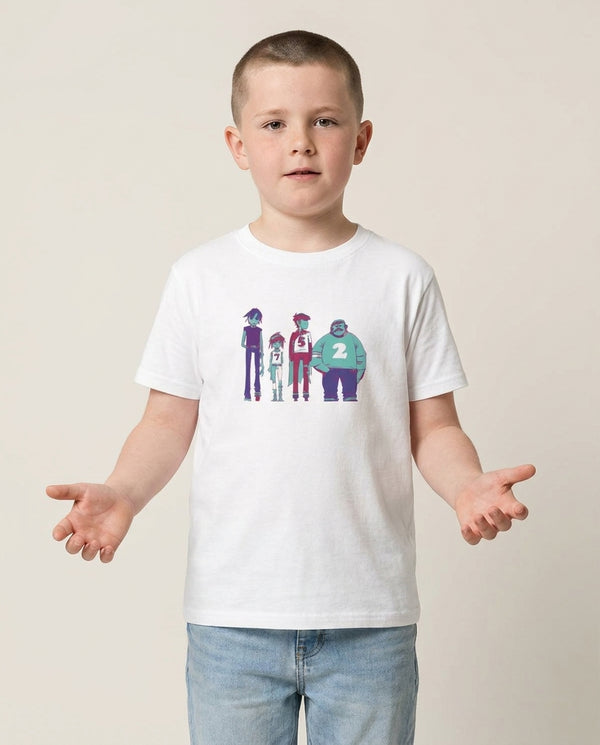 2,5,7 Kids T-Shirt — White Front, worn