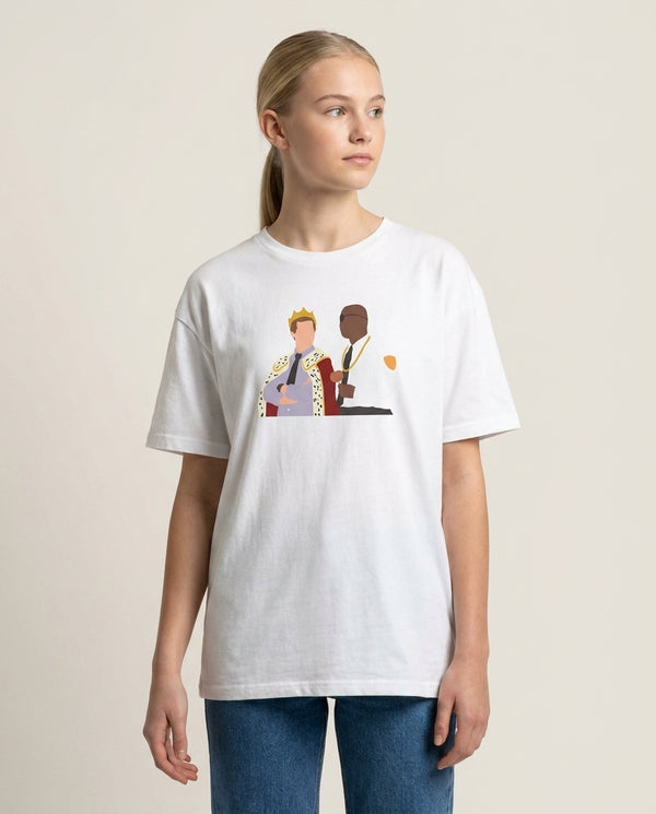 Jake and Holt B99 - Halloween Specials T-Shirt — White Front, worn