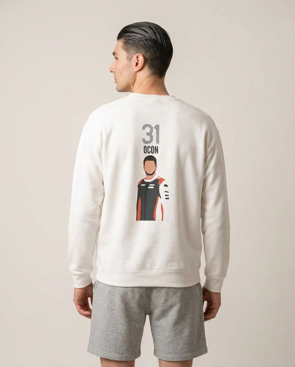 Ocon 2026 Sweatshirt — White Back, worn