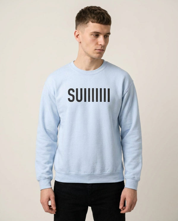 SUI - Football Sweatshirt — Blue Front, worn