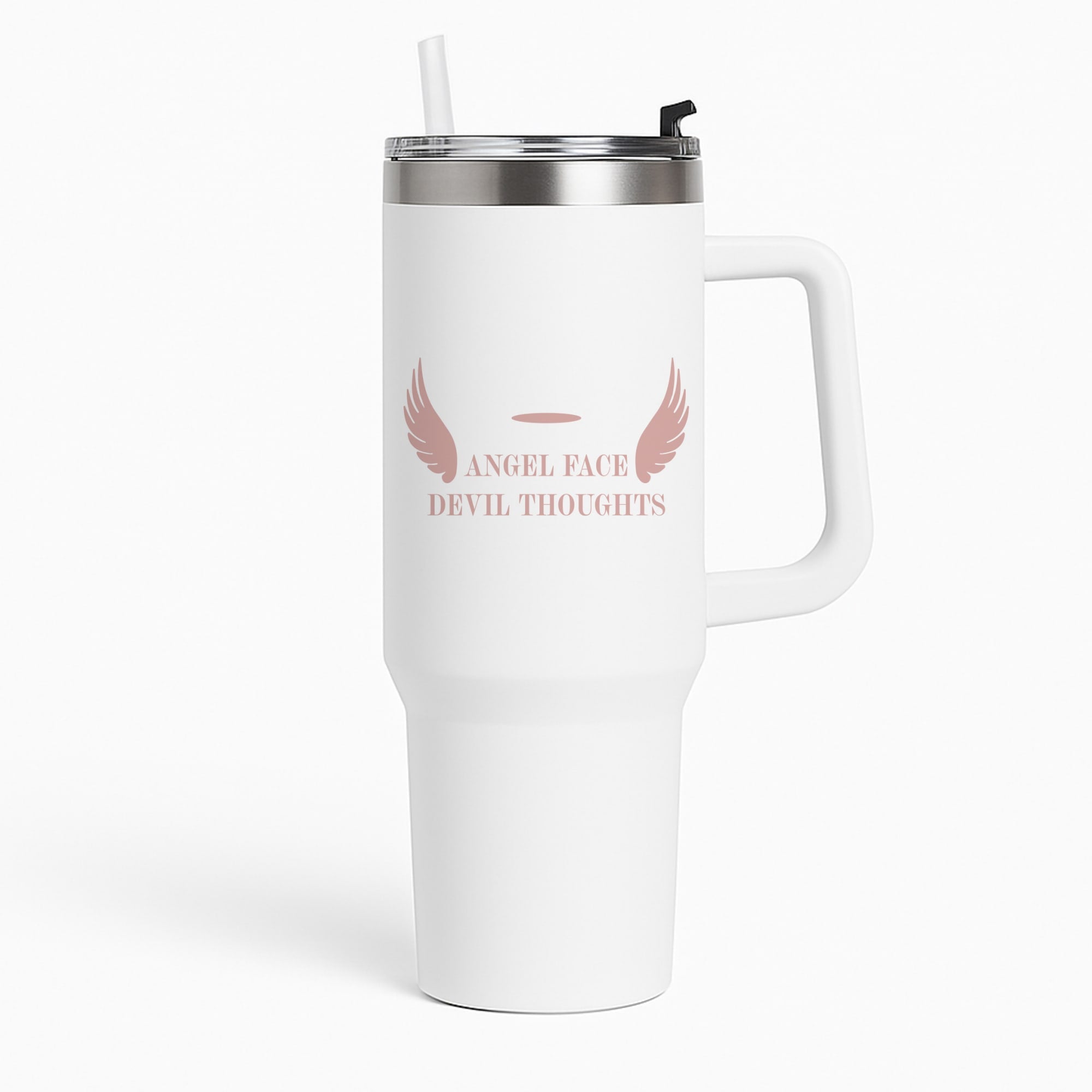 Angel Face Devil Thoughts Tumbler