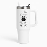 White K-Pop Band Army Logo and Signatures Tumbler