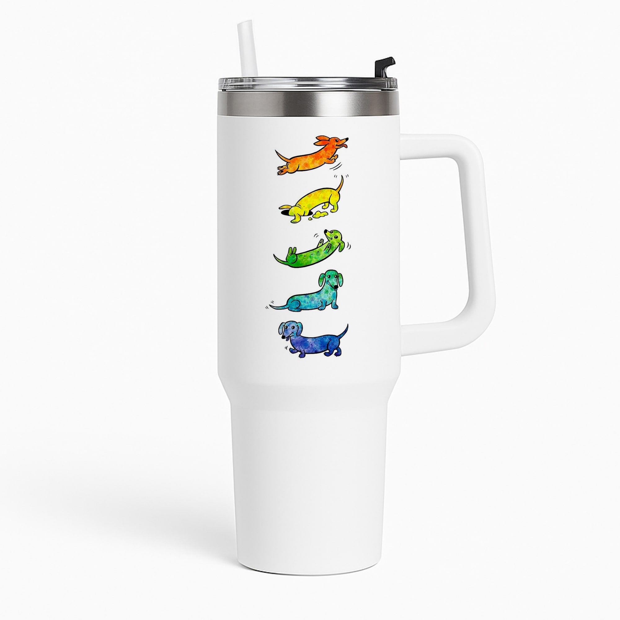 Watercolor Rainbow Dachshunds Tumbler