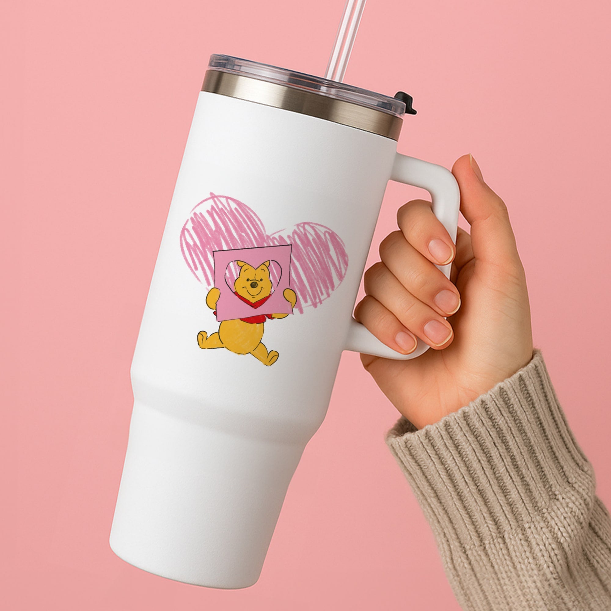 Pooh Heart Drawing Valentine's Tumbler