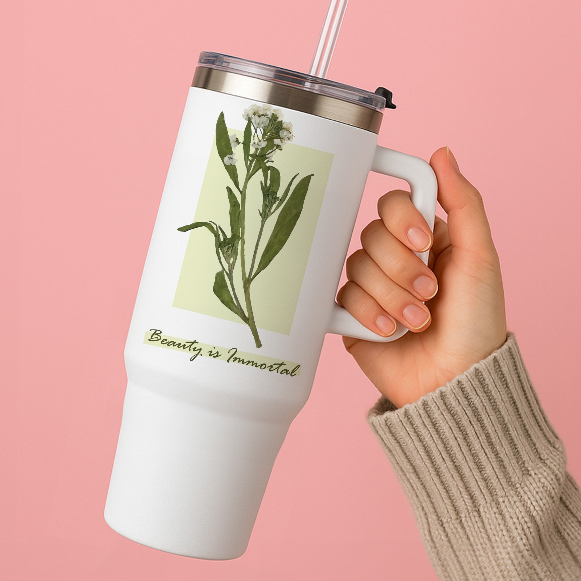 Beauty Is Immortal Press Flower Tumbler