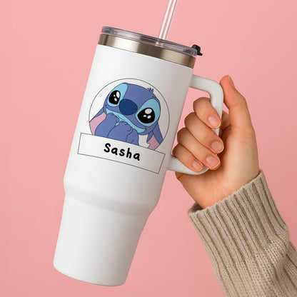 Personalised Cute Blue Alien Tumbler
