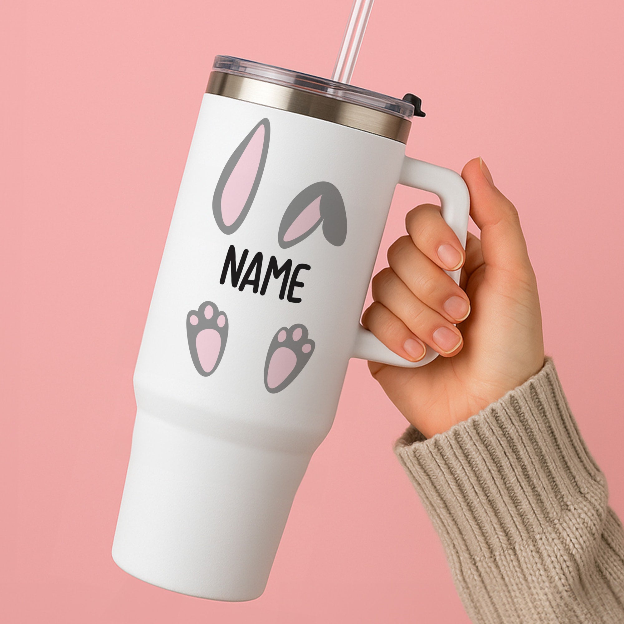 Grey Bunny Personalised Tumbler