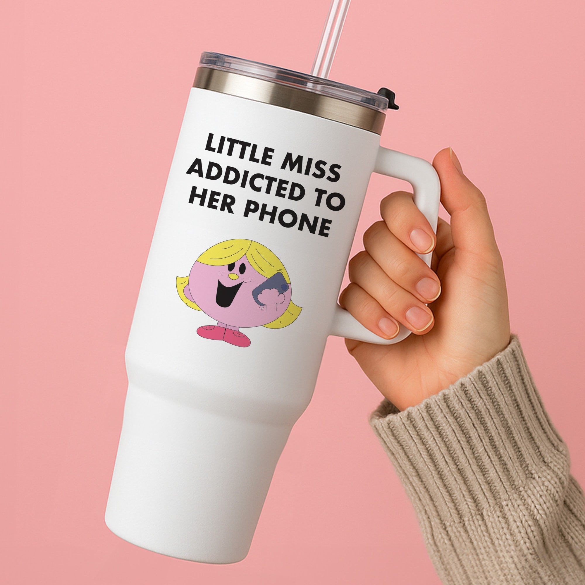 Little Miss Addicted To Her Phone - Aesthetic Quote Tumbler