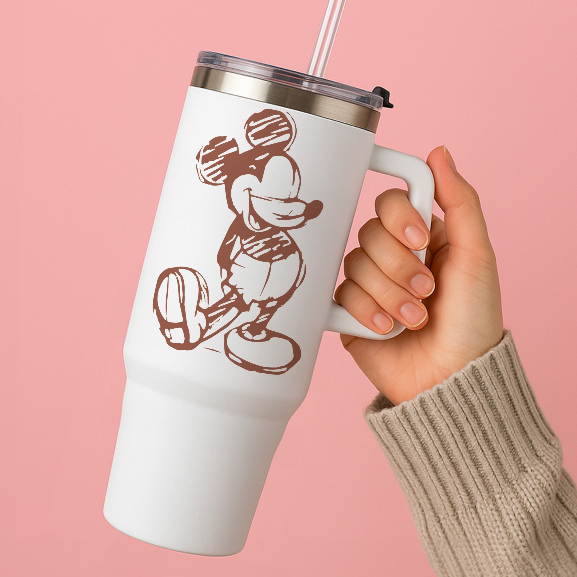 Sketched Mouse Outline Beige  Tumbler