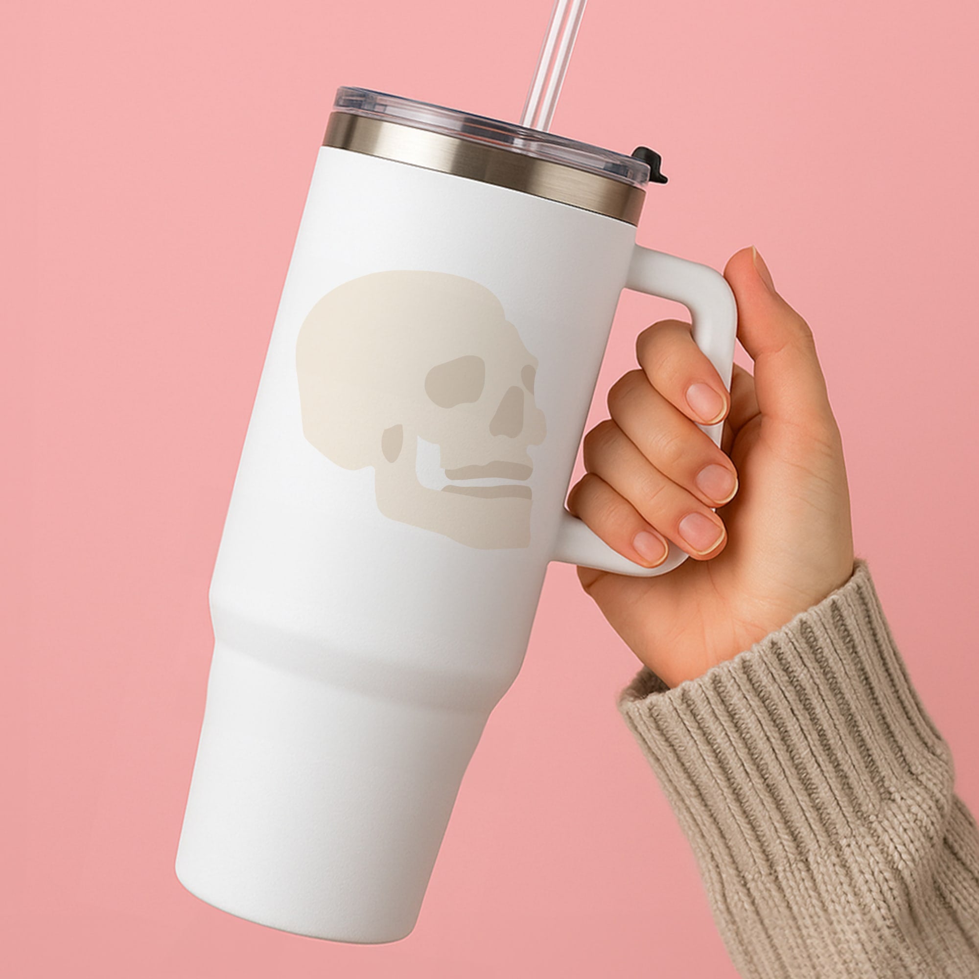 Skull Outline - Halloween Tumbler