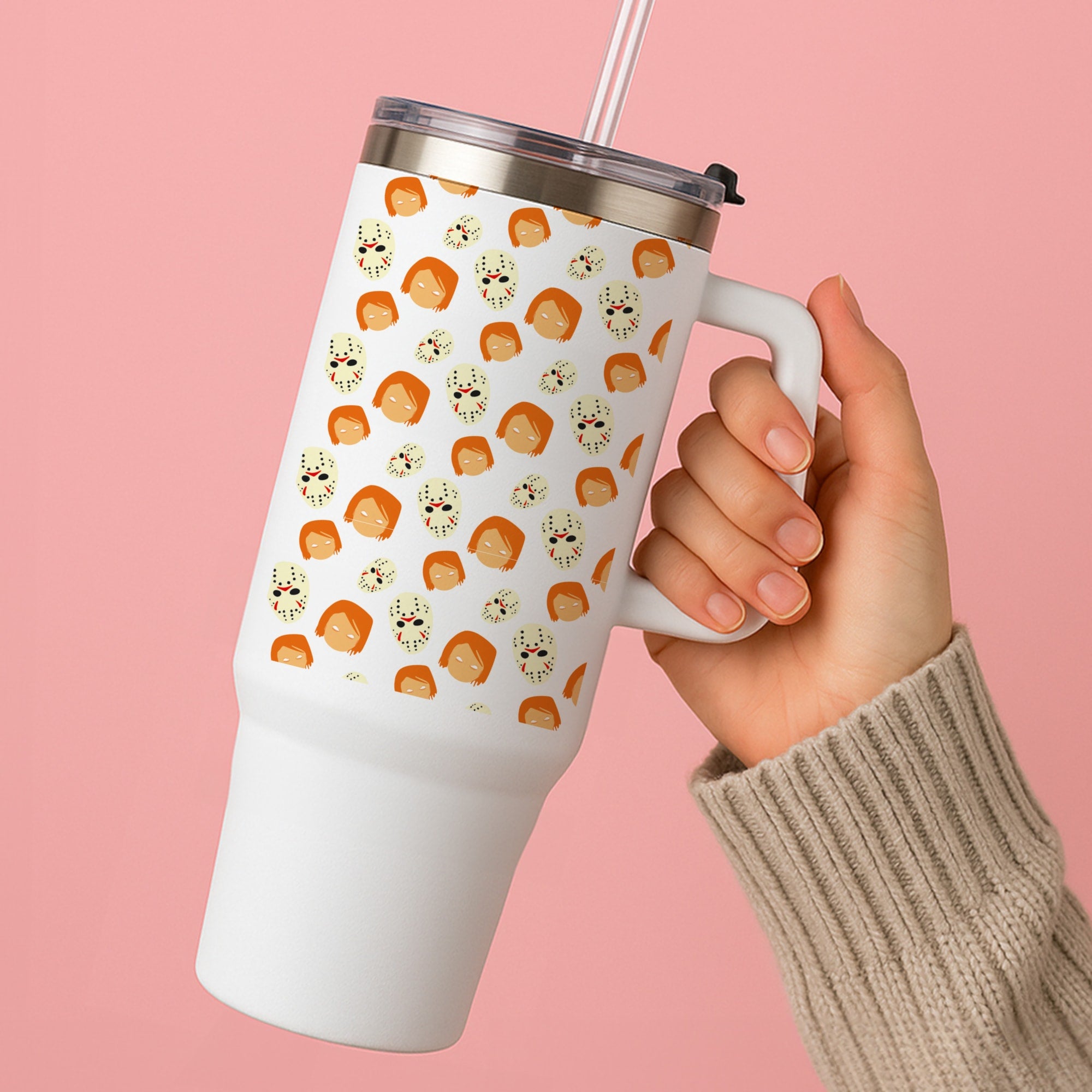 Chucky And Jason Pattern - Halloween Tumbler