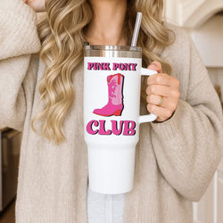 Zebra Print Pink Pony Club Tumbler