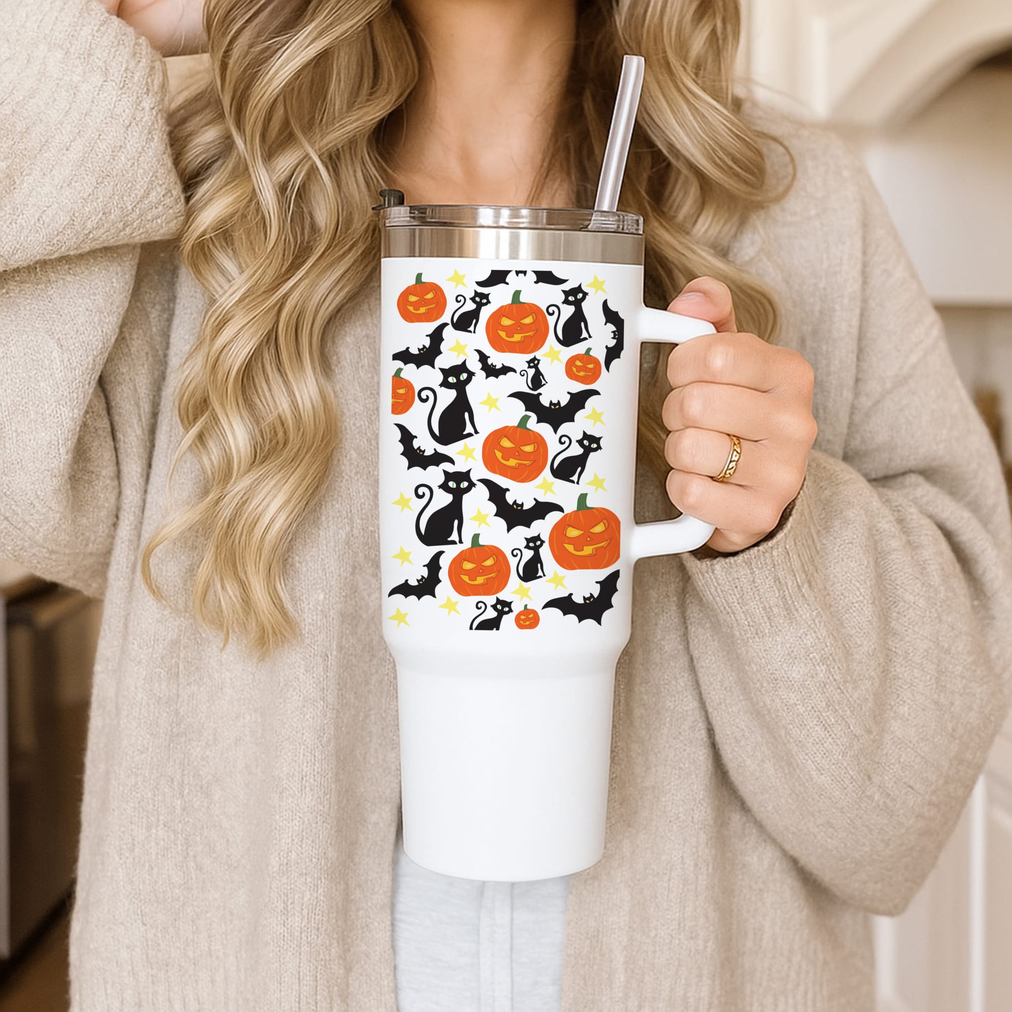 Pumpkin And Cats - Halloween Tumbler