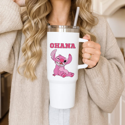 Pink Alien Ohana Tumbler