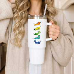 Watercolor Rainbow Dachshunds Tumbler