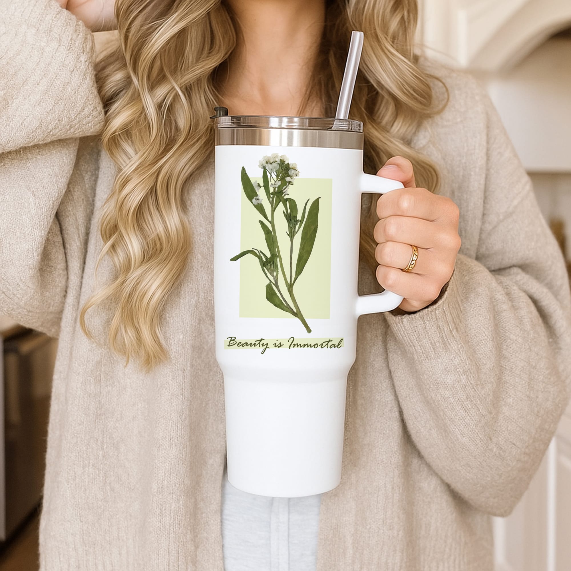 Beauty Is Immortal Press Flower Tumbler