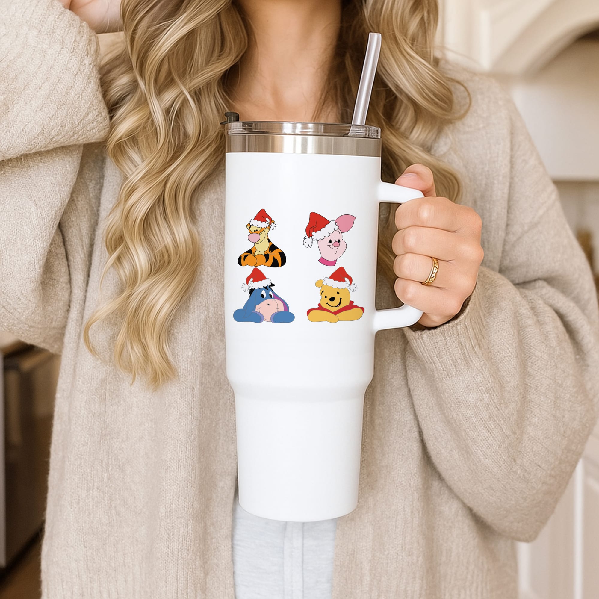 Bear, Tiger, Donkey and Pig Pattern Christmas Tumbler