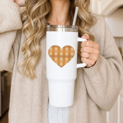 Orange Plaid Pattern- Autumn Tumbler