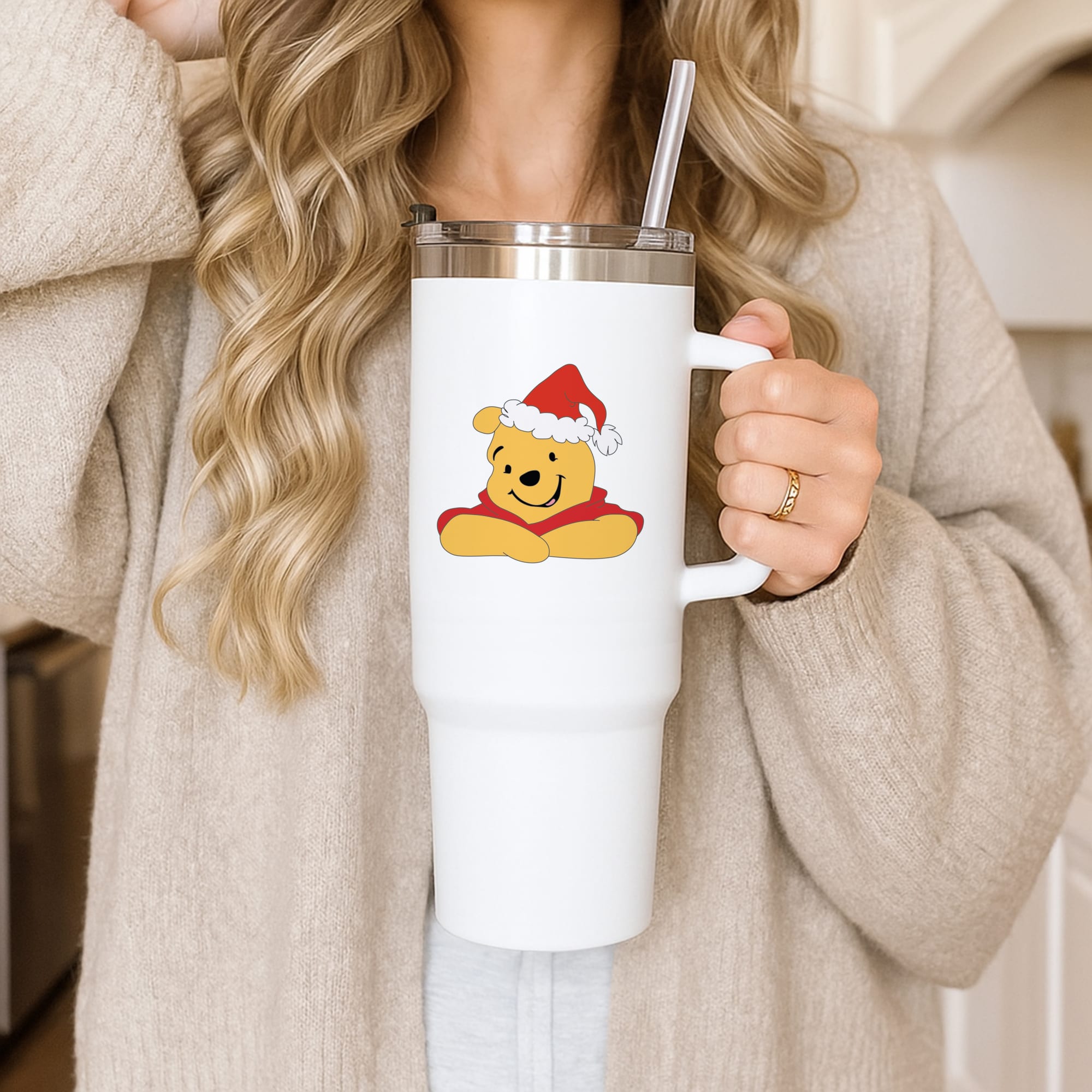 Winnie Pattern Christmas Tumbler