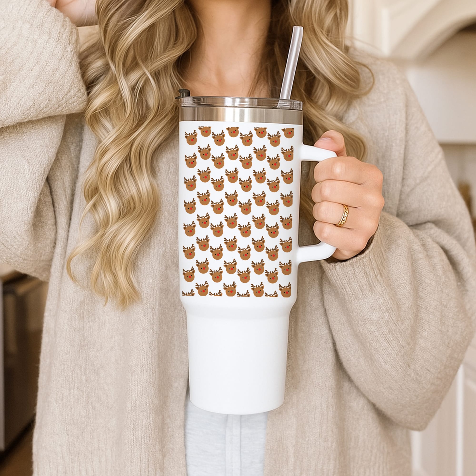 Rudolph Pattern - Christmas Patterns Tumbler