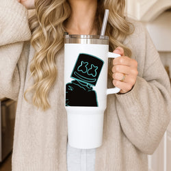 Black White Helmet DJ Neon Tumbler