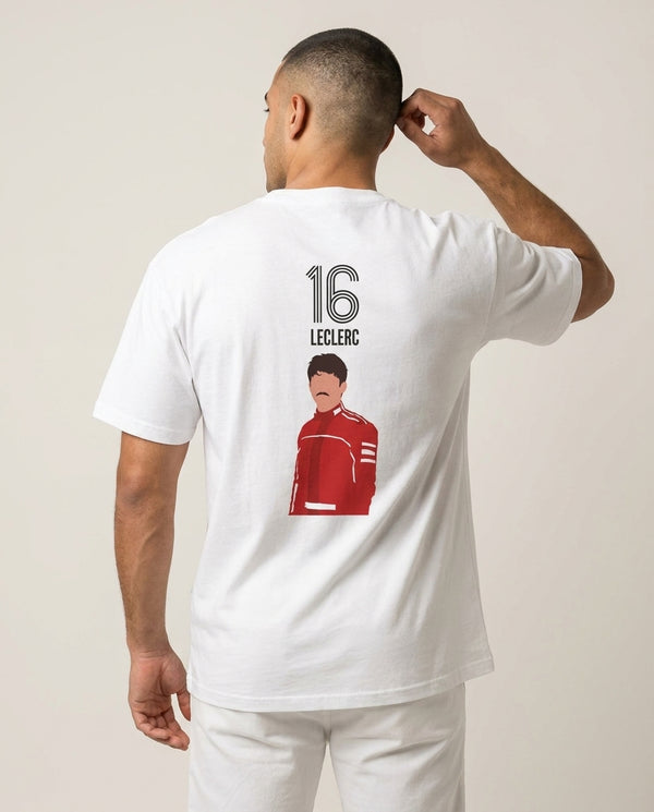 Leclerc 2026  T-Shirt — White Back, worn
