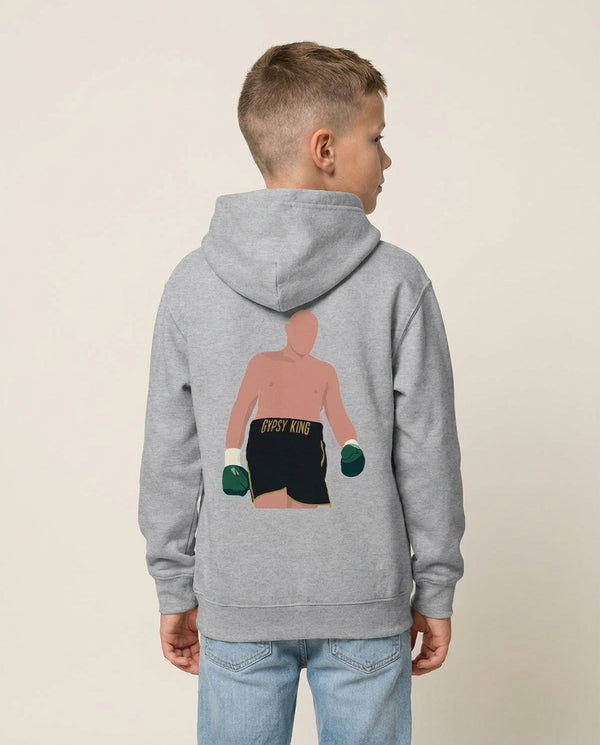 Fury - Boxing Kids Hoodie — Grey Back, worn