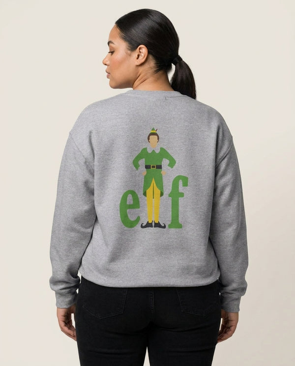 Elf Logo Sweatshirt — Grey Back, worn