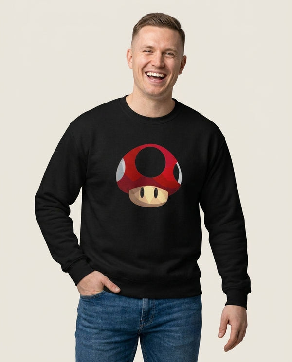 Toad - Mario Sweatshirt — Black Front, worn